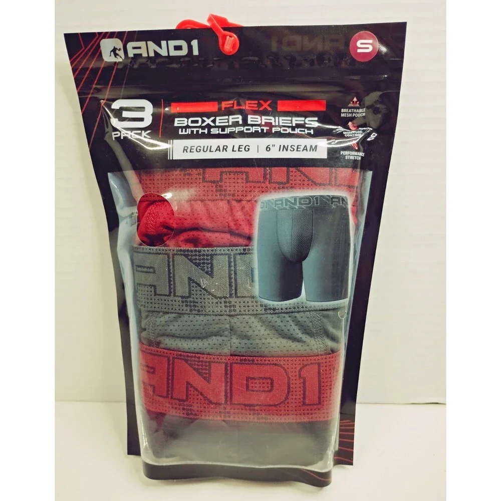 AND1 FLEX Tagless Breathable Moisture Control Pouch Boxer Briefs 3-boxers S